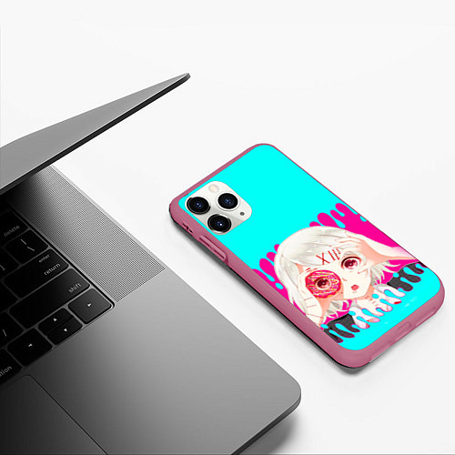 Чехол iPhone 11 Pro матовый Tokyo Ghoul / 3D-Малиновый – фото 3