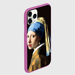 Чехол iPhone 11 Pro матовый Девушка с жемчужной сережкой, цвет: 3D-фиолетовый — фото 2