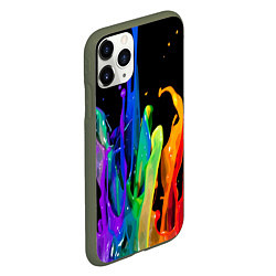 Чехол iPhone 11 Pro матовый Всплеск красок, цвет: 3D-темно-зеленый — фото 2