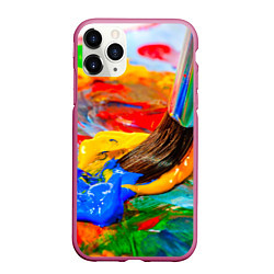 Чехол iPhone 11 Pro матовый Краски, цвет: 3D-малиновый