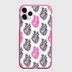 Чехол iPhone 11 Pro матовый Сердца 1