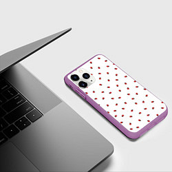 Чехол iPhone 11 Pro матовый Божьи коровки, цвет: 3D-фиолетовый — фото 2