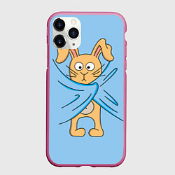 Чехол iPhone 11 Pro матовый Стеснительный кролик, цвет: 3D-малиновый