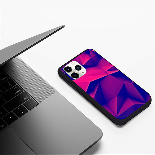 Чехол iPhone 11 Pro матовый Violet polygon / 3D-Черный – фото 3