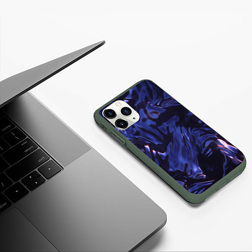 Чехол iPhone 11 Pro матовый Нефть / 3D-Темно-зеленый – фото 3
