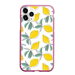 Чехол iPhone 11 Pro матовый Лимончики, цвет: 3D-малиновый