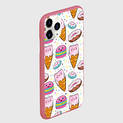 Чехол iPhone 11 Pro матовый Сладкие котики, цвет: 3D-малиновый — фото 2