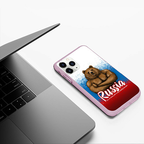 Чехол iPhone 11 Pro матовый Russian Bear / 3D-Розовый – фото 3