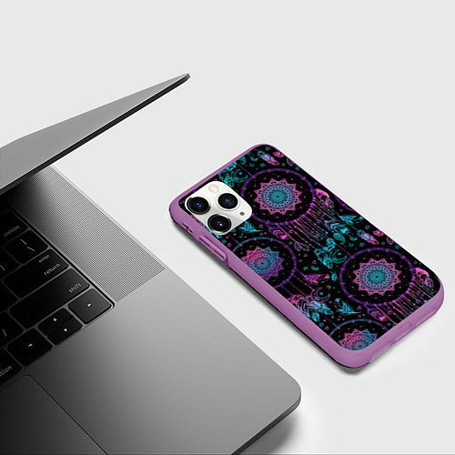 Чехол iPhone 11 Pro матовый Ловцы снов / 3D-Фиолетовый – фото 3