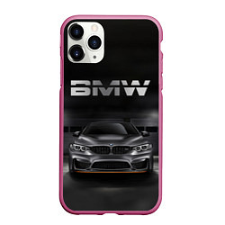 Чехол iPhone 11 Pro матовый BMW серебро, цвет: 3D-малиновый