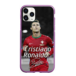 Чехол iPhone 11 Pro матовый Криштиану Роналду, цвет: 3D-фиолетовый