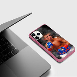 Чехол iPhone 11 Pro матовый Геннадий Головкин, цвет: 3D-малиновый — фото 2