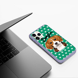 Чехол iPhone 11 Pro матовый Beagle Face, цвет: 3D-светло-сиреневый — фото 2