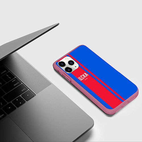 Чехол iPhone 11 Pro матовый ЦСКА Форма / 3D-Малиновый – фото 3