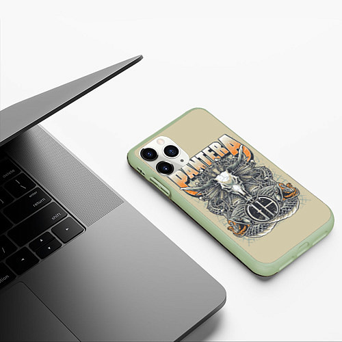 Чехол iPhone 11 Pro матовый Pantera: Wild Goat / 3D-Салатовый – фото 3