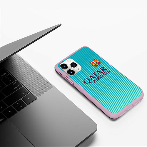 Чехол iPhone 11 Pro матовый Barcelona FC: Aqua / 3D-Розовый – фото 3