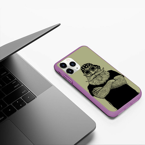 Чехол iPhone 11 Pro матовый Old Hipster / 3D-Фиолетовый – фото 3