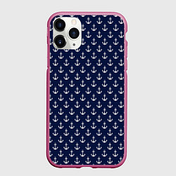 Чехол iPhone 11 Pro матовый Морские якоря, цвет: 3D-малиновый
