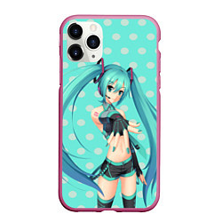 Чехол iPhone 11 Pro матовый Hatsune Miku, цвет: 3D-малиновый