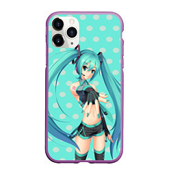 Чехол iPhone 11 Pro матовый Hatsune Miku, цвет: 3D-фиолетовый