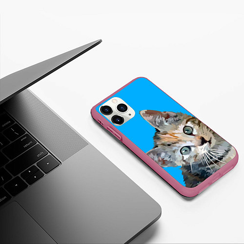 Чехол iPhone 11 Pro матовый Котик / 3D-Малиновый – фото 3