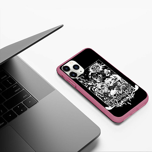 Чехол iPhone 11 Pro матовый Dethklok: Metalocalypse / 3D-Малиновый – фото 3