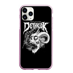 Чехол iPhone 11 Pro матовый Dethklok: Goat Skull, цвет: 3D-розовый