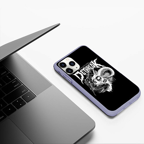 Чехол iPhone 11 Pro матовый Dethklok: Goat Skull / 3D-Светло-сиреневый – фото 3