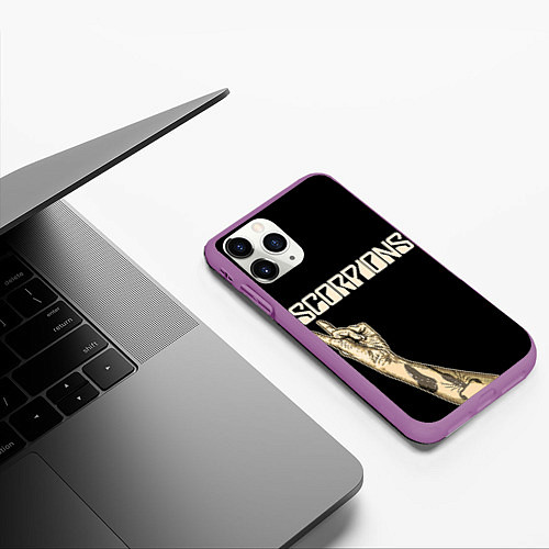 Чехол iPhone 11 Pro матовый Scorpions Rock / 3D-Фиолетовый – фото 3