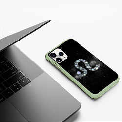 Чехол iPhone 11 Pro матовый Космический Лев, цвет: 3D-салатовый — фото 2