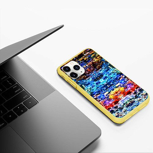 Чехол iPhone 11 Pro матовый Психоделика / 3D-Желтый – фото 3