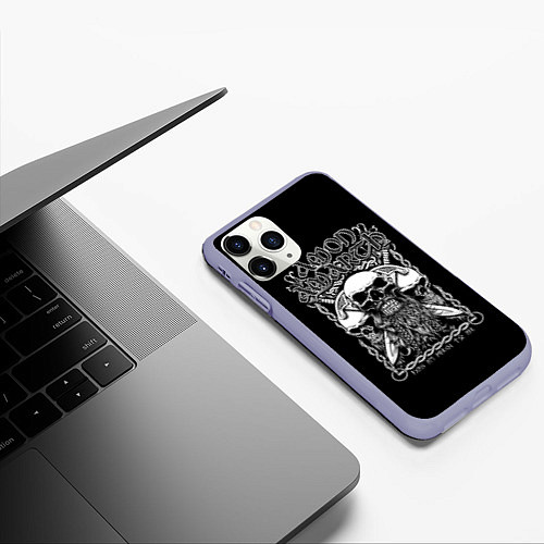 Чехол iPhone 11 Pro матовый Amon Amarth: Trio Skulls / 3D-Светло-сиреневый – фото 3
