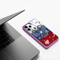 Чехол iPhone 11 Pro матовый Триколор и герб, цвет: 3D-фиолетовый — фото 2