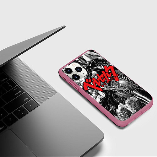 Чехол iPhone 11 Pro матовый Berserk / 3D-Малиновый – фото 3
