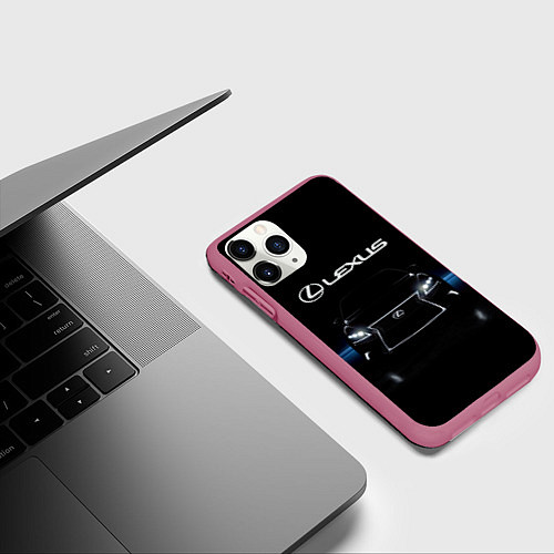 Чехол iPhone 11 Pro матовый Lexus / 3D-Малиновый – фото 3