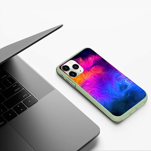 Чехол iPhone 11 Pro матовый Узор цвета / 3D-Салатовый – фото 3