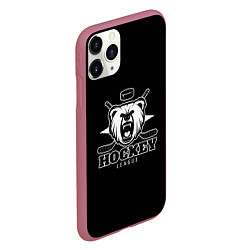 Чехол iPhone 11 Pro матовый Bear hockey, цвет: 3D-малиновый — фото 2
