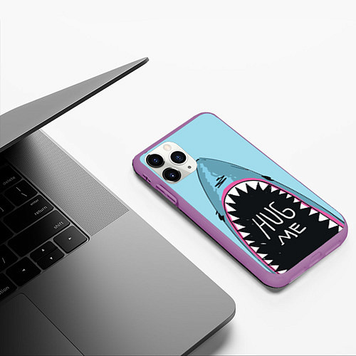 Чехол iPhone 11 Pro матовый Shark: Hug me / 3D-Фиолетовый – фото 3