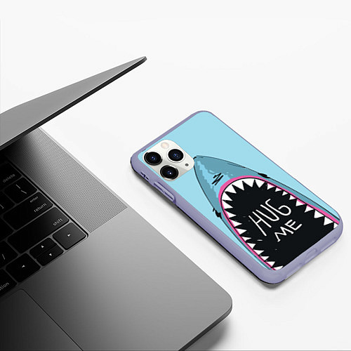 Чехол iPhone 11 Pro матовый Shark: Hug me / 3D-Светло-сиреневый – фото 3