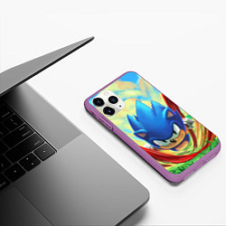 Чехол iPhone 11 Pro матовый Sonic, цвет: 3D-фиолетовый — фото 2