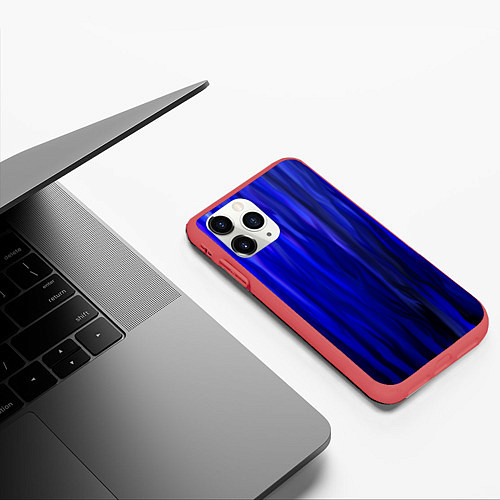 Чехол iPhone 11 Pro матовый Синее пламя / 3D-Красный – фото 3
