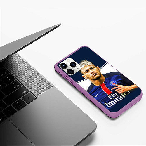 Чехол iPhone 11 Pro матовый Neymar: Fly Emirates / 3D-Фиолетовый – фото 3