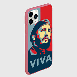 Чехол iPhone 11 Pro матовый Фидель Кастро, цвет: 3D-малиновый — фото 2