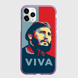 Чехол iPhone 11 Pro матовый Фидель Кастро, цвет: 3D-фиолетовый