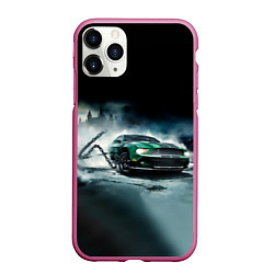 Чехол iPhone 11 Pro матовый Призрачный Ford Mustang, цвет: 3D-малиновый