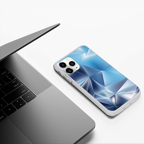 Чехол iPhone 11 Pro матовый Blue abstract / 3D-Белый – фото 3