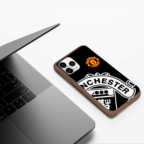 Чехол iPhone 11 Pro матовый Man United: Black Collection / 3D-Коричневый – фото 3