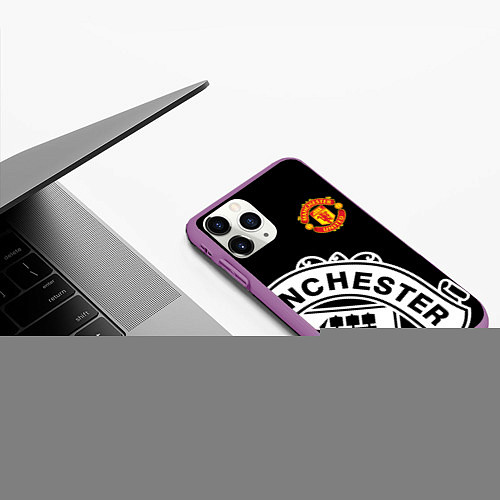 Чехол iPhone 11 Pro матовый Man United: Black Collection / 3D-Фиолетовый – фото 3