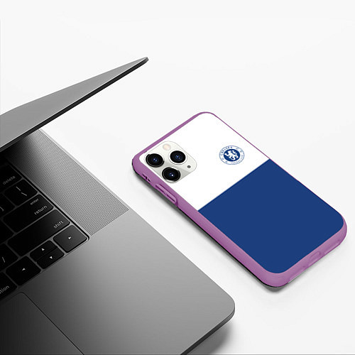 Чехол iPhone 11 Pro матовый Chelsea FC: Light Blue / 3D-Фиолетовый – фото 3