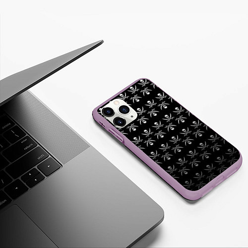 Чехол iPhone 11 Pro матовый Пиратский pattern / 3D-Сиреневый – фото 3